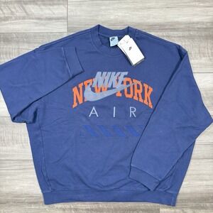 Nike Air NYC Fleece Crew Sweatshirt Blue Void Size‎ Large HQ1101-492 NEW $95